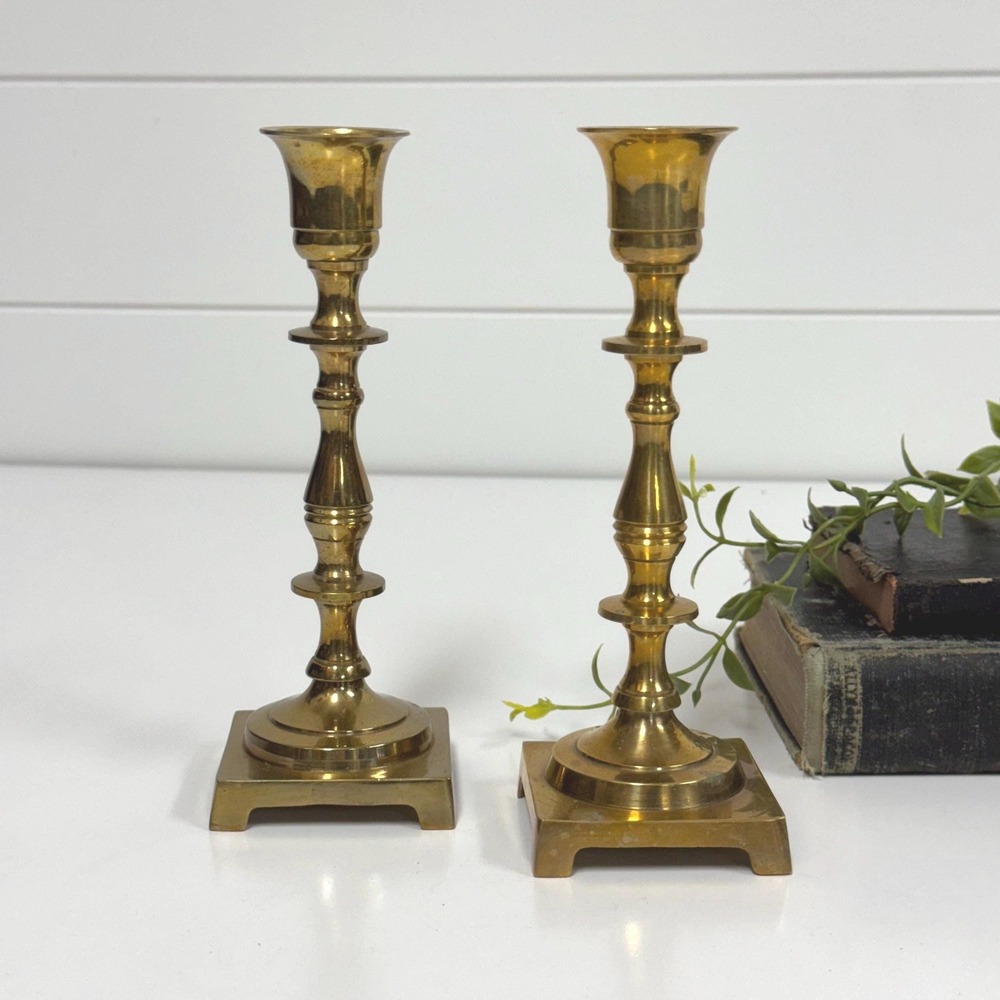 Vintage Brass candlestick set- 7" tall